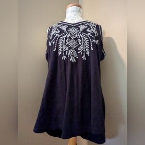 Sonoma XL Black White Embroidered Tank Top